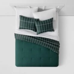 Grid Print Microfiber Reversible Comforter & Sheet Set Dark Green - Room Essentials™ -Room Essentials GUEST 4daf5f1a f5e2 4ffd 9c0a 0163fb5f2872