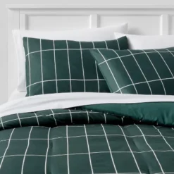 Grid Print Microfiber Reversible Comforter & Sheet Set Dark Green - Room Essentials™ -Room Essentials GUEST 52658d90 442c 4f77 95f8 b9cc7e5b7e67