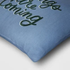 'Better Things Are Coming' Embroidered Cotton Square Throw Pillow Blue - Room Essentials™ -Room Essentials GUEST 53355f85 8067 4983 8b7a 881c2963097a