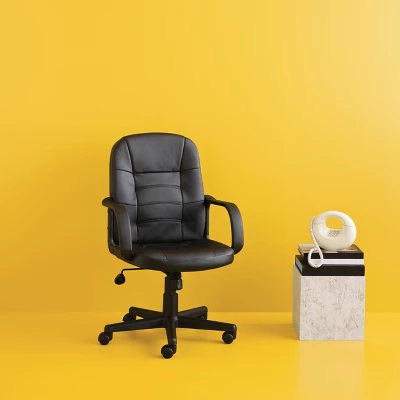 Office Chair Bonded Leather Black - Room Essentials™ 1 Office Chair Bonded Leather Black - Room Essentials™