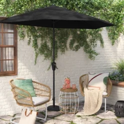 7.813'x8.83' Half Circle Patio Umbrella - Black Pole - Room Essentials™
