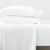 Queen Garment Washed Microfiber Solid Sheet Set White - Room Essentials™