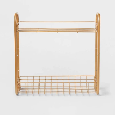On The Wall 2 Tier Shelving Rack Metallic Gold - Room Essentials™ 2 On The Wall 2 Tier Shelving Rack Metallic Gold - Room Essentials™ - Image 2